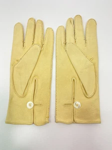 Guantes de cuero de piel de cierva abolladura vintage cierre de botón medio elegancia británica - Imagen 1 de 20