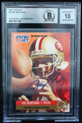 Juego profesional 1991 #3 Joe Montana automático San Francisco 49ers BGS autógrafo 10 Foto 1 de 4