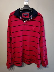 Studio Classics Collection Rugby Shirt XXL Red Navy Striped Long Sleeve Casual  - Picture 1 of 8