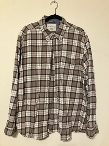 Original wetterfestes Vintage kariertes Flanellhemd mit Knöpfen Herren XL braun Tasche - Bild 1 von 6
