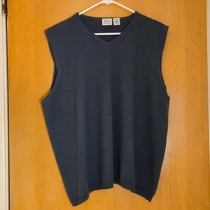 Chaleco de Colección Marshall Fields 100% Lana Merino Cuello en V Para Hombres XL Azul Pizarra Preppy - Imagen 1 de 6