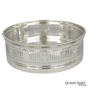 Antico sottobicchiere Gorham inglese edoardiano placcato argento "urne" grande 9" bar vino - Foto 1 di 12