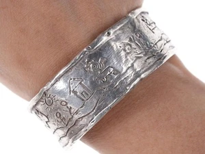 Strange, Heavy, Super cool sterling silver cuff bracelet - Picture 1 of 9