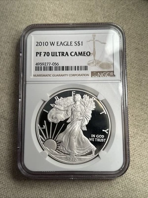 2010 W American Silver Eagle Proof 1oz $1 Coin NGC PF70 Ultra Cameo CF - Image 1 of 2