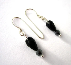 Pendientes de hematina de ónix 35 mm pendientes ganchos de plata 925 - Imagen 1 de 3