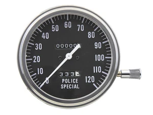 VELOCÍMETRO relación 1:1 120 mph ESPECIAL POLICÍA Harley Pan Pala Servi-Car - Imagen 1 de 3