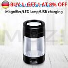 # LED Herb Case Rechargeable 50ml Seal Storage Box with Magnifying Lid (Black)