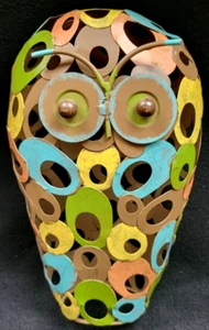 Owl Welded Circle Art 11" Metal Industrial Art Deco Multicolored Figurine Statue - Picture 1 of 6