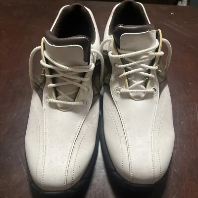 Zapatos de golf FootJoy contorno de cuero marrón blanco para hombre talla 8,5 Foto 1 de 4