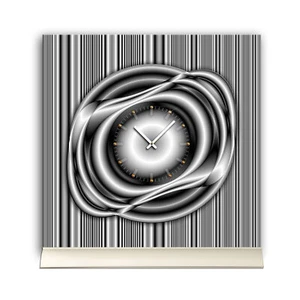 Tischuhr 30cmx30cm inkl. Alu-Ständer -edles Design silbergrau  geräuschloses Qua - Bild 1 von 4