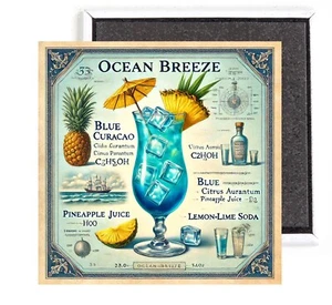 Ocean Breeze Cocktail KÜHLSCHRANKMAGNET Schild Werbung - Bild 1 von 3