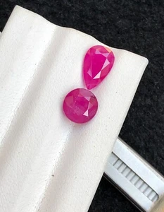 Natural Ruby 3.48Cts Pinkish Red Color 2 Piece loose gemstone From Afghanistan - Picture 1 of 8