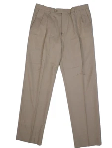 Hart Schaffner Marx Mens Tan Wool Pleated Dress Pants Slacks Trousers 35 - Picture 1 of 11