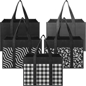 Reusable Grocery Bags 5-Pack, Large Foldable Reusable Shopping Tote Bags Bulk fo - Picture 1 of 7