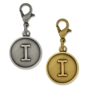 PinMart's Antique Gold and Silver Letter I Alphabet Initial Charm - Picture 1 of 5