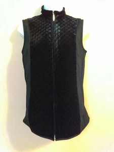 Susan Graver Weekend Black Velvet Vest with Studded zipper bar Size XXS 2XS NWOT - Picture 1 of 8