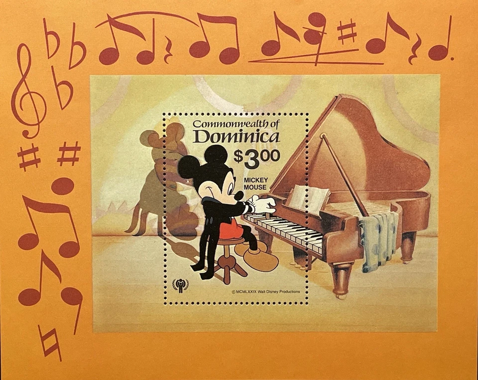 DOMINICA DISNEY MUSICAL INSTRUMENTS STAMPS S/S 1979 MNH IYC MICKEY PLAYING PIANO - Image 1 of 1