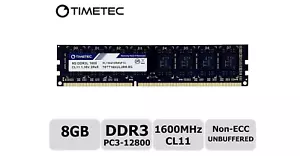 Timetec 8GB DDR3L 1600MHz PC3L-12800 Non ECC Unbuffered UDIMM Dual Rank Memory - Picture 1 of 11
