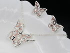flower heart butterfly pendant silver plated necklace earrings set jewelry K53