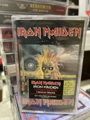IRON MAIDEN - S/T cassette (Castle Records) 3 BONUS SONGS!  NEW/SEALED!!! - Image 1 of 3