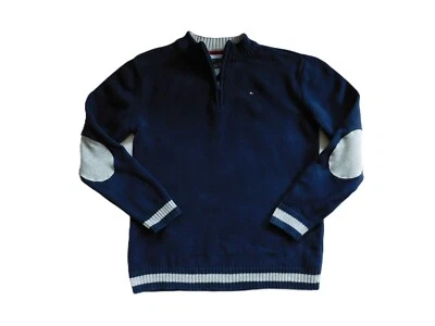 Tommy Hilfiger Navy Dark Blue Quarter Zip Elbow Patch Boys Sweater Size L  16/18 - Image 1 of 4