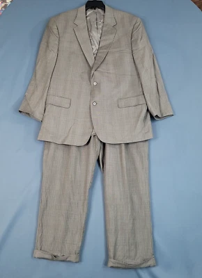 Calça Jos A Bank masculina 2 peças terno casaco esportivo blazer 48R tamanho 43R cinza xadrez - Imagem 1 de 4