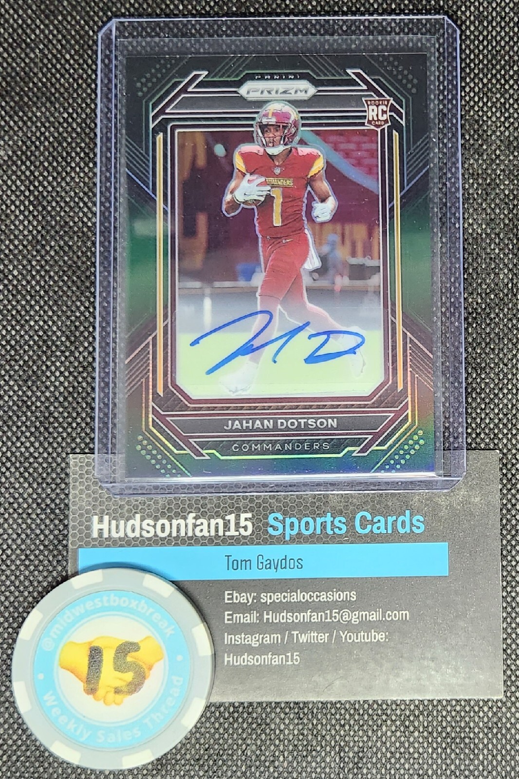 Jahan Dotson 2022 Panini Chronicles Prizm Black #PB-15 Auto Green Prizm 27/49