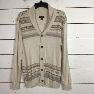 Nuevo Cárdigan Suéter Tasso Elba Geo Rayas Invierno Blanco Para Hombre Pequeño - Imagen 1 de 6