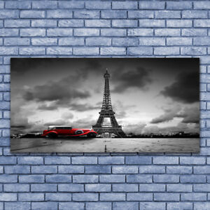 Acrylic print Wall art 140x70 Image Picture Eiffel Tower Car Architecture