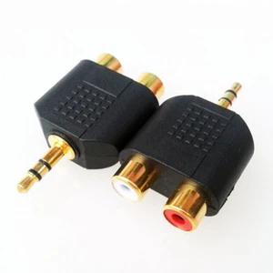 1pc Gold Plated stereo Audio male Plug to 2 RCA female jack Y 3.5mm Adapte-*- - Picture 1 of 8