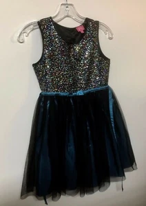 PINKY Girls Teal Party/Wedding Dress Sequins and Tulle Size 10 - Picture 1 of 10