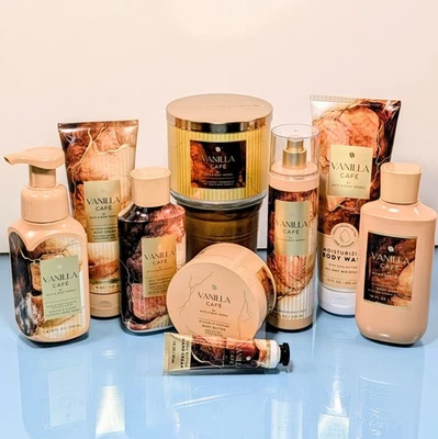 9 Pc Gift Set VANILLA CAFE Bundle Bath & Body Works Fragrance Mist Cream Candle - Image 1 of 4