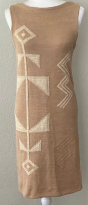 LAUREN RALPH LAUREN Aztec Southwestern Sleeveless Knit Dress Taupe / Tan PS - Image 1 of 4