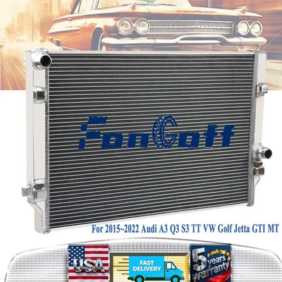For 2015~2022 Audi A3 Q3 S3 TT VW Golf Jetta GTI MT 2 Rows Aluminum Radiator NEW - Image 1 of 4
