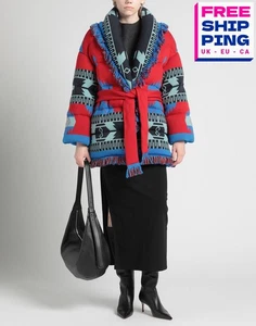 RRP€4120 ALANUI Icon Jacquard Wool Down Knit Puffer Jacket Size XS-S Belt Fringe - Picture 1 of 6