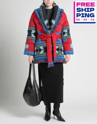 RRP€4120 ALANUI Icon Jacquard Wool Down Knit Puffer Jacket Size XS-S Belt Fringe - Image 1 of 4