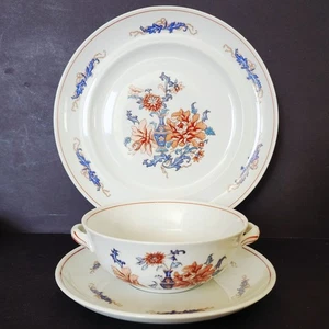 11pc Vista Alegre Plates Cream Soup Bowls Saucers Portugal Vintage Blue Floral - Picture 1 of 8