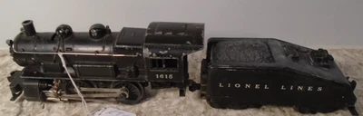 1955-57 VINTAGE LIONEL #1615 0 GAUGE 0-4-0 DIE CAST STEAM LOCOMOTIVE + TENDER - Image 1 of 4