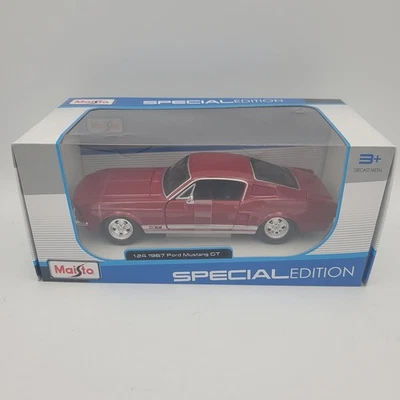 1967 Ford Mustang GT Fastback Red with White Stripes 1/24 Diecast Maisto - Image 1 of 4