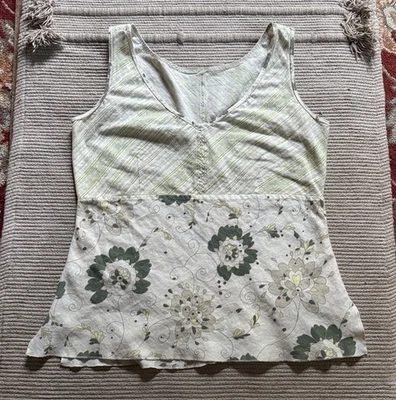 Camiseta sin mangas Patagonia cáñamo algodón "lino" floral única rara mujer 6 8 pequeña Foto 1 de 4