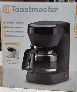 NEW Toastmaster Black 5 Cup Coffee Maker Glass Carafe - Pause And Serve Function - Picture 1 of 2