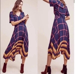 Anthropologie HD in Paris 12 Midikleid Fensterscheibe Haifischbiss asymmetrisch Ab13 - Bild 1 von 11