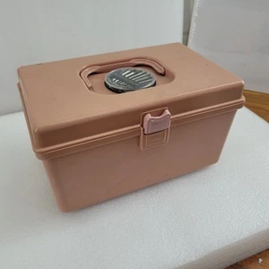 Vintage Wilson MFG Co Wilhold Pink Plastic Sewing Box Case w/ Handle And Tray - Picture 1 of 24