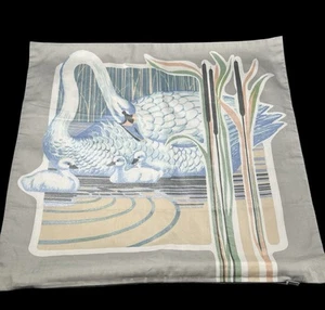 Jim Thompson Silk Throw Pillow Cover Bird Swan Gray Silver 15" Zip Double Sided - Picture 1 of 7