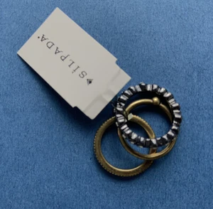 New Silpada Brass Swarovski Crystal Destination Stack Ring Size 7 KRR0091 - Picture 1 of 3