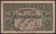 Netherlands Indies 10 Sen 1947 with large New Guinea stamp, VF, Pick 41 / H-185