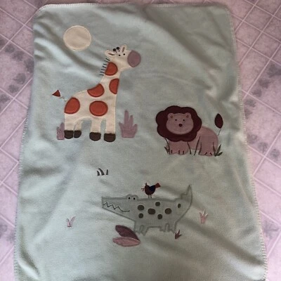 Circo Target Fleece Jungle Baby Blanket Green Yellow Gator Lion Giraffe - Image 1 of 4