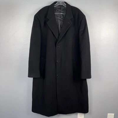 Lauren Ralph Lauren Overcoat Men’s 44R Black Cashmere Blend Single Breasted - Image 1 of 4