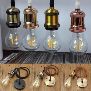 Pendant Lamp Holder E27 Industrial Ceiling Rose Vintage Pendant Light Fitting - Picture 1 of 16