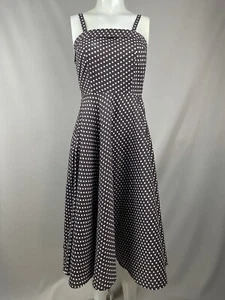 Stop Staring! Vintage Full Circle Sun Dress Small Brown Polka Dot Swing Retro - Picture 1 of 14